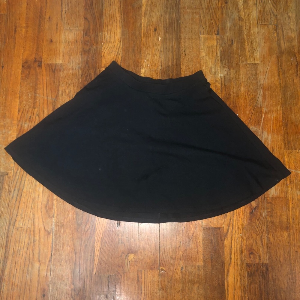 black mini skater skirt